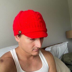 Merona y2k 2000s Red Knit Newsboy Hat Cap Women's Beanie